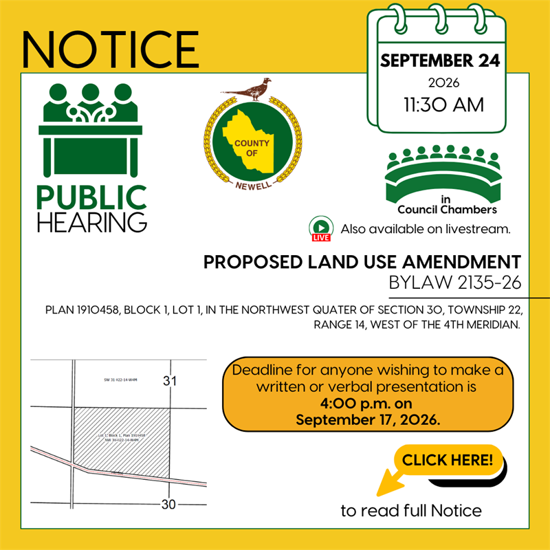 Public Hearing Notice for Proposed Bylaw 2135-26