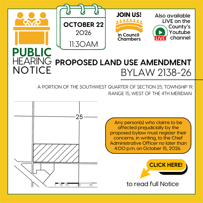 Public Hearing Notice for Proposed Land Use Amendment Bylaw 2138-26