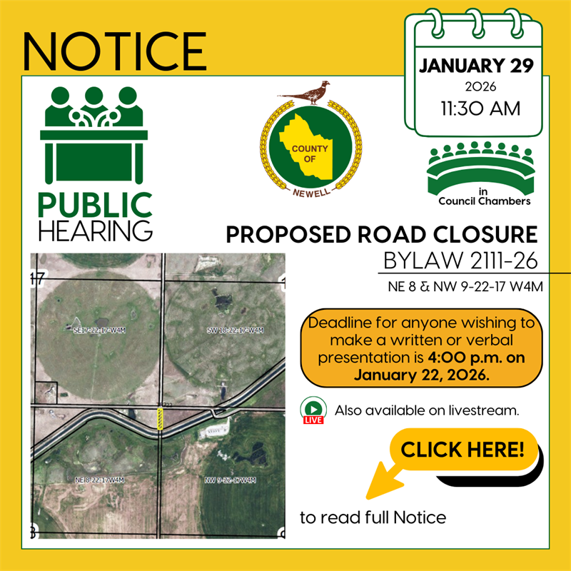 Notice of Public Hearing for Proposed Bylaw 2111-26: Road Closure