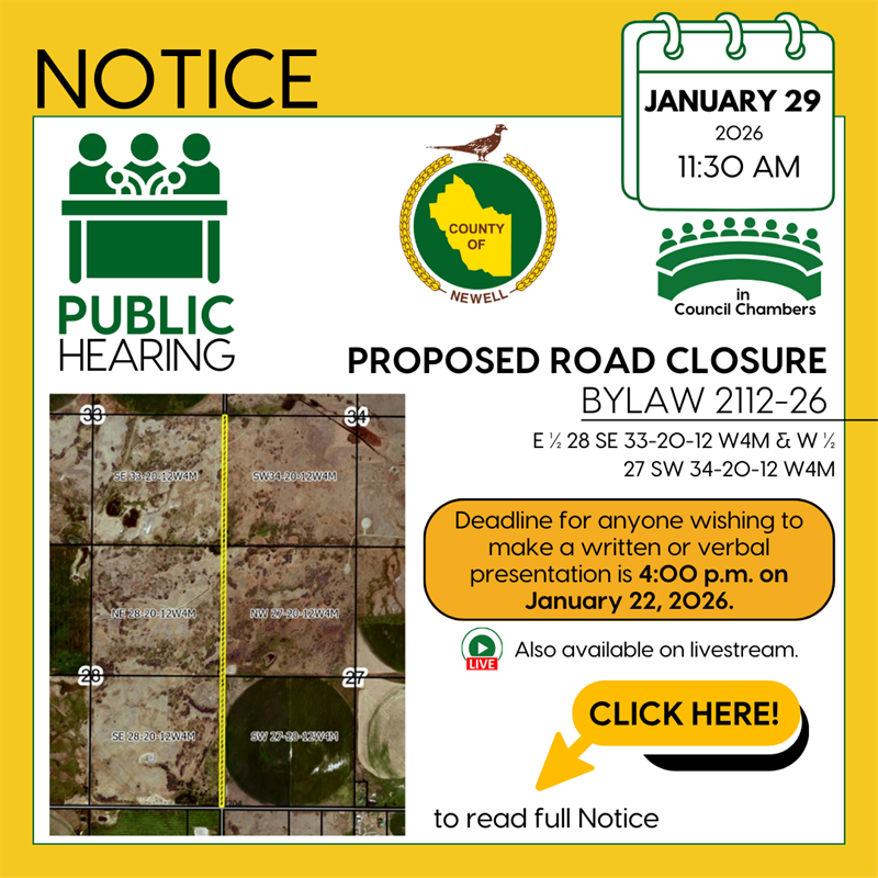 Notice of Public Hearing for Proposed Bylaw 2112-26: Road Closure