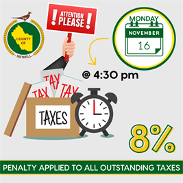 8% penalty on taxes as of November 16, 2026 at 4:30 pm