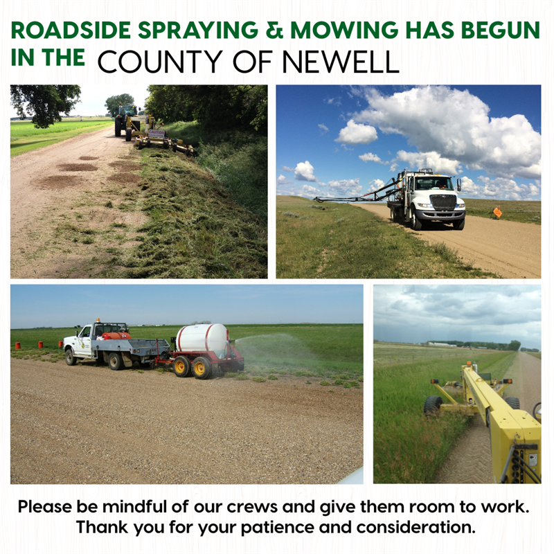 Roadside Spraying & Mowing has Begun in the County of Newell